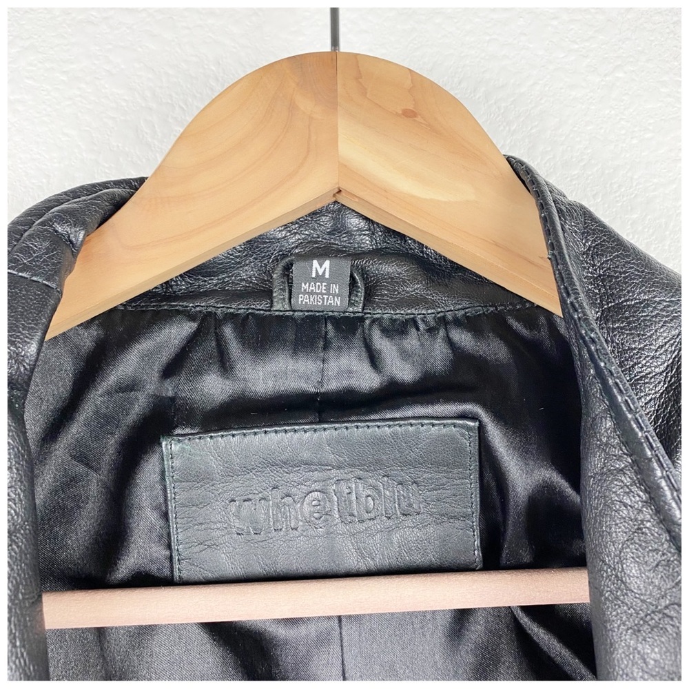 Whetblu Black Asymmetric Zip Leather Jacket Size Medium - Picture 9 of 11
